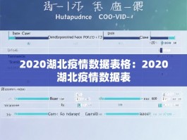 2020湖北疫情数据表格：2020湖北疫情数据表