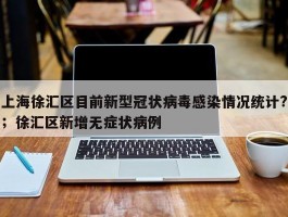 上海徐汇区目前新型冠状病毒感染情况统计?；徐汇区新增无症状病例