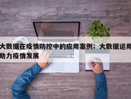大数据在疫情防控中的应用案例；大数据运用助力疫情发展