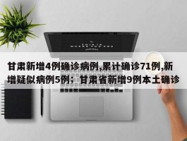 甘肃新增4例确诊病例,累计确诊71例,新增疑似病例5例；甘肃省新增9例本土确诊