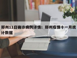 郑州11日确诊病例详情；郑州疫情十一月统计数据