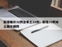 新增确诊32例含本土28例；新增33例本土确诊病例