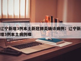 辽宁新增3例本土新冠肺炎确诊病例；辽宁新增3例本土病例噢