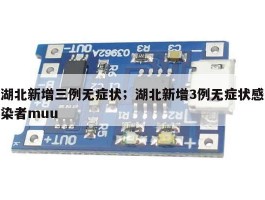湖北新增三例无症状；湖北新增3例无症状感染者muu