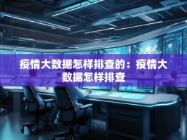 疫情大数据怎样排查的：疫情大数据怎样排查