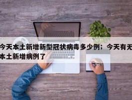 今天本土新增新型冠状病毒多少例；今天有无本土新增病例了