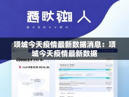 项城今天疫情最新数据消息：项城今天疫情最新数据
