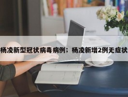 杨凌新型冠状病毒病例；杨凌新增2例无症状