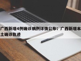 广西新增4例确诊病例详情公布；广西新增本土确诊轨迹