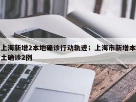 上海新增2本地确诊行动轨迹；上海市新增本土确诊2例